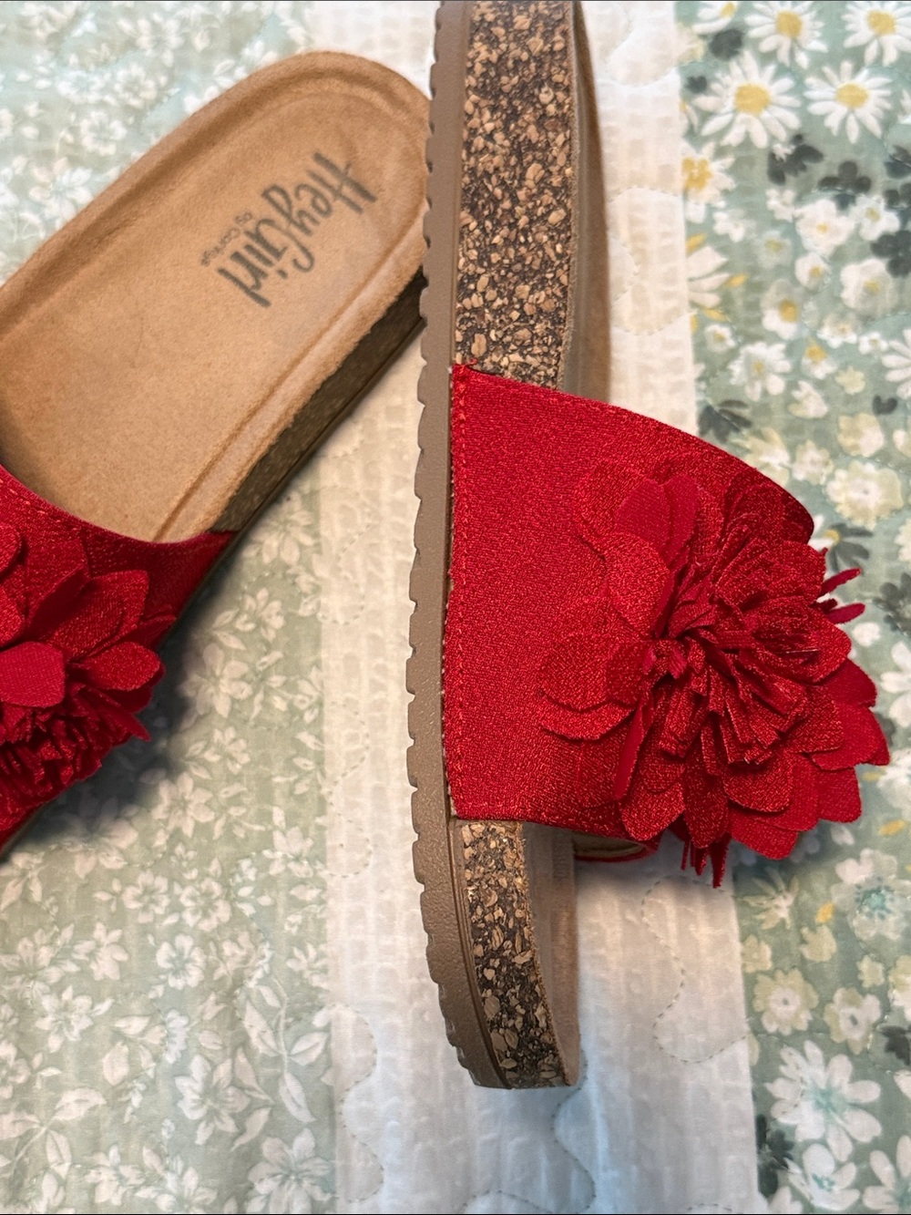 Hey Girl by Corky’s Red Floral Slide Sandals - Picture 6 of 6